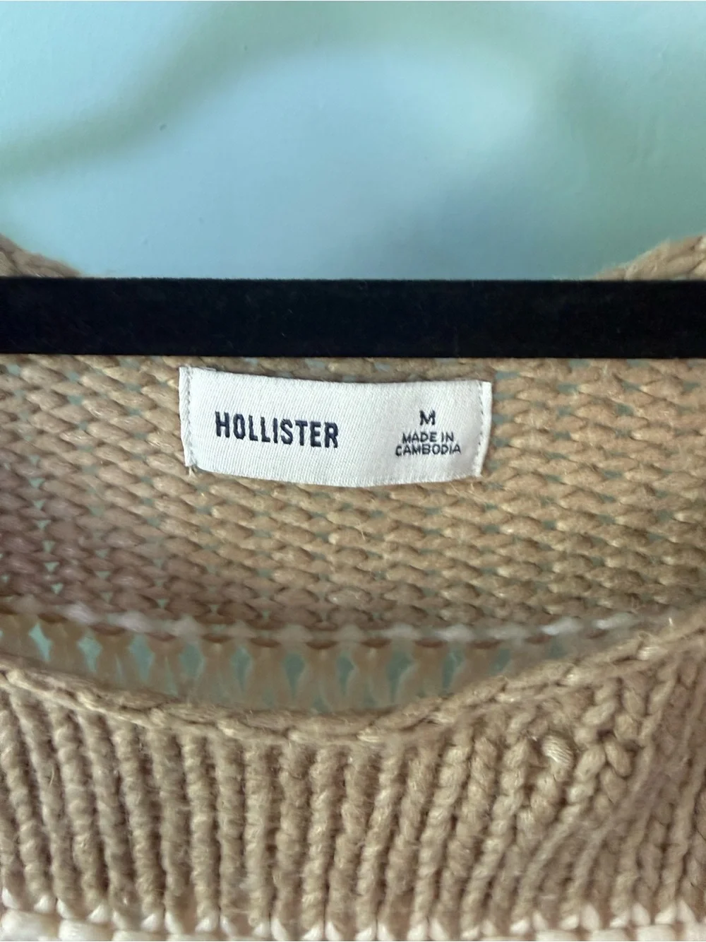 Hollister Striped Slouchy Off The Shoulder Knit Sweater in Beige, Pink & Cream
